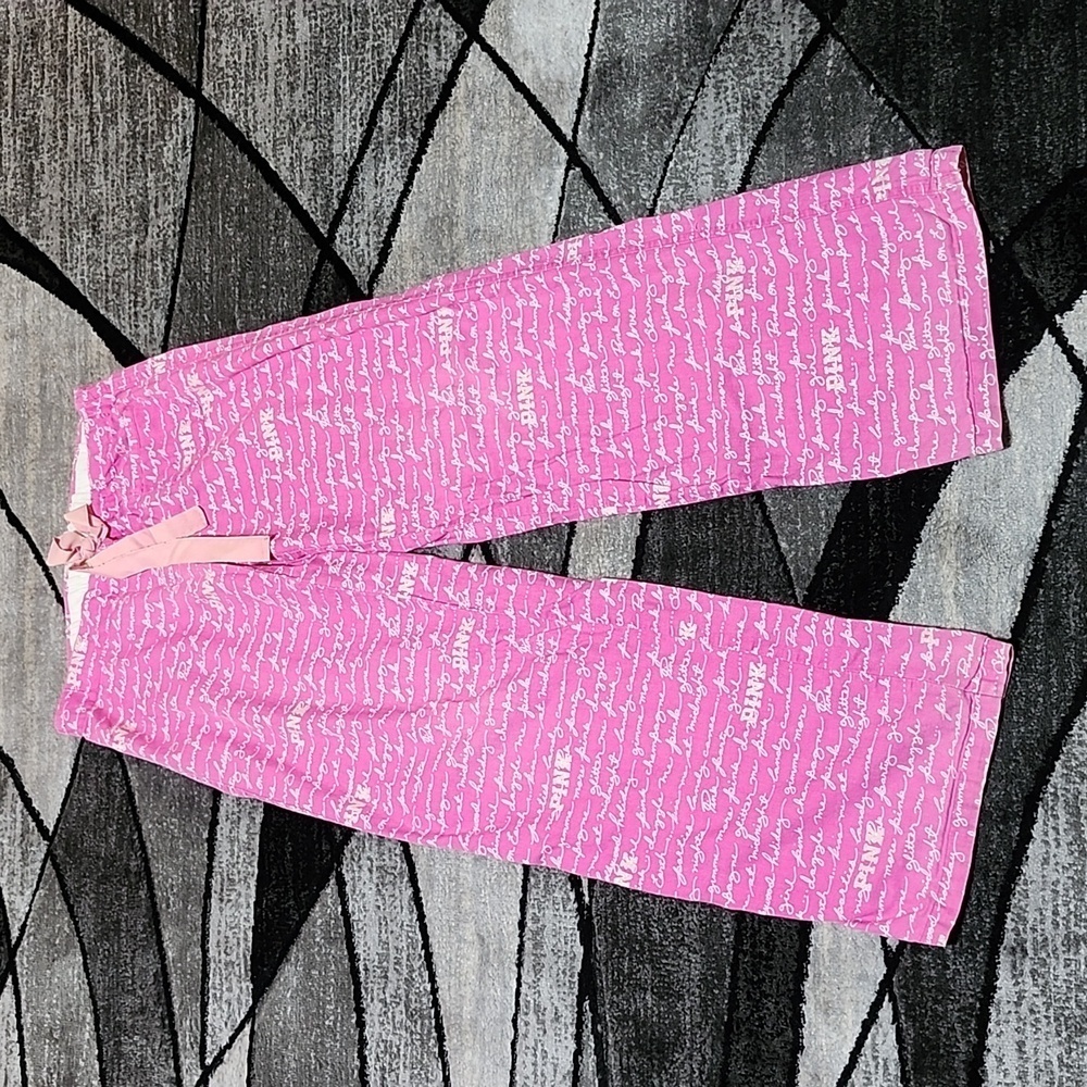 VINTAGE VS I ONLY SLEEP IN PINK METALLIC GLITTER OVERSIZED PANT